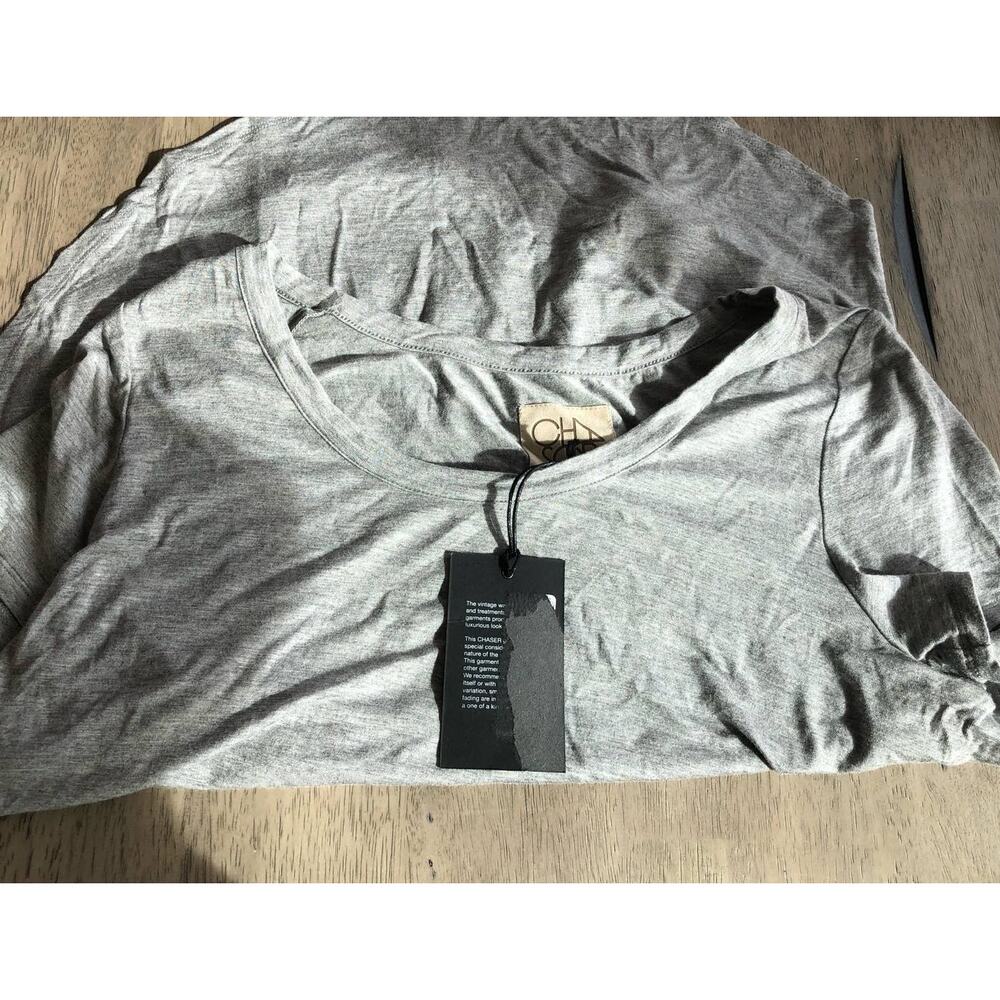 Chaser Grey Tulip Side Scoop Neck Tee -M - Picture 4 of 4